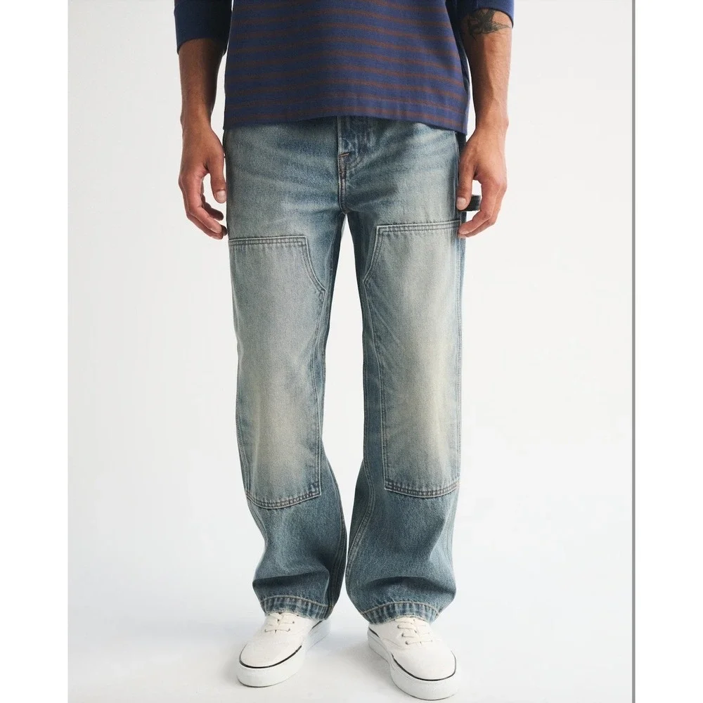 Abercrombie & Fitch‎ Mens Workwear Jean Baggy Double Knee Carpenter Light 36x32